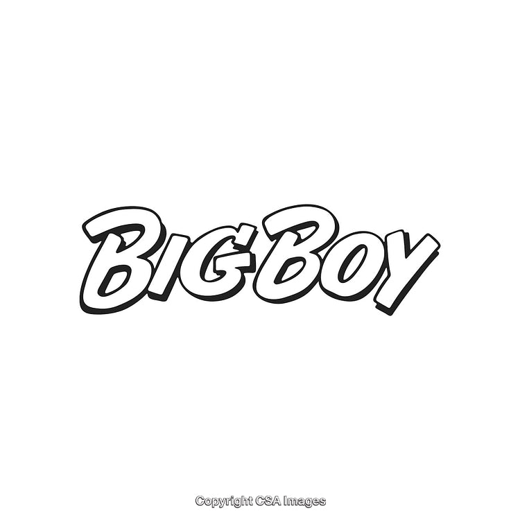 Black And White Stylized Big Boy Logo With Comic Style Text