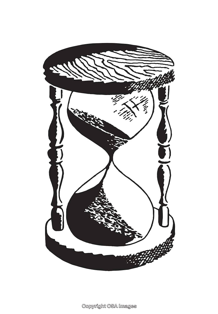 Black and White Hourglass Illustration Symbolizing Time and Patience