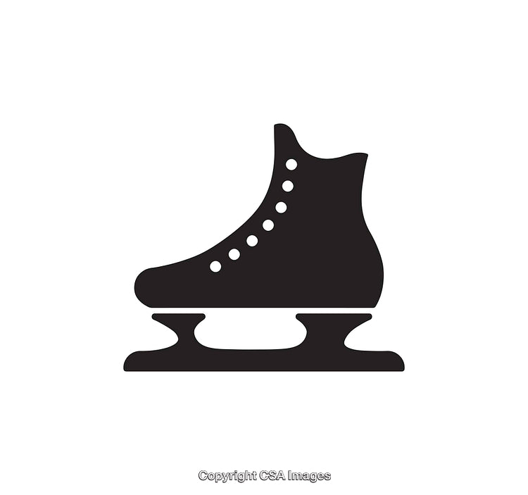 Black and White Ice Skate Icon in Minimalist Silhouette Design