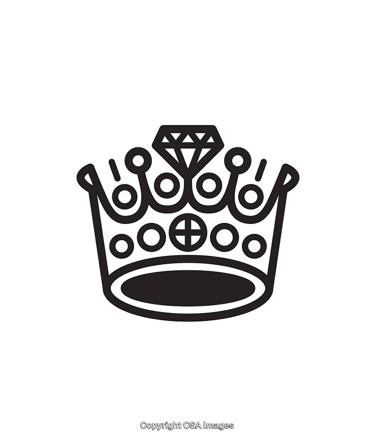 Elegant Black and White Crown Icon with Diamond Accent