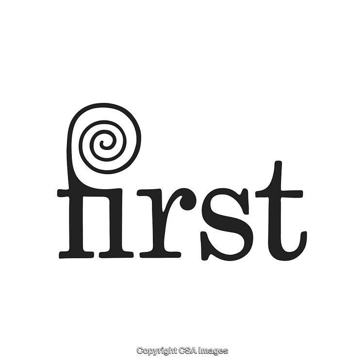 Creative Word Design Emphasizing the Word 'First' with Artistic Elements