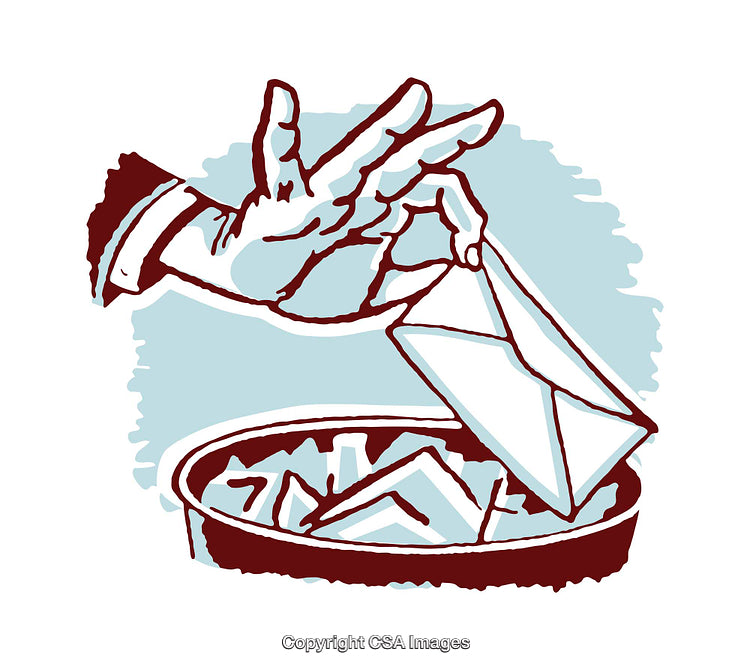 Hand Disposing Envelope in Artistic Style Illustration