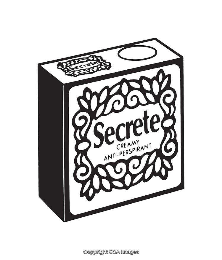 Vintage Black and White Illustration of Antiperspirant Packaging Design
