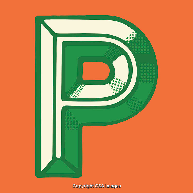 Creative Letter P Artwork With Green and Orange Geometric Design