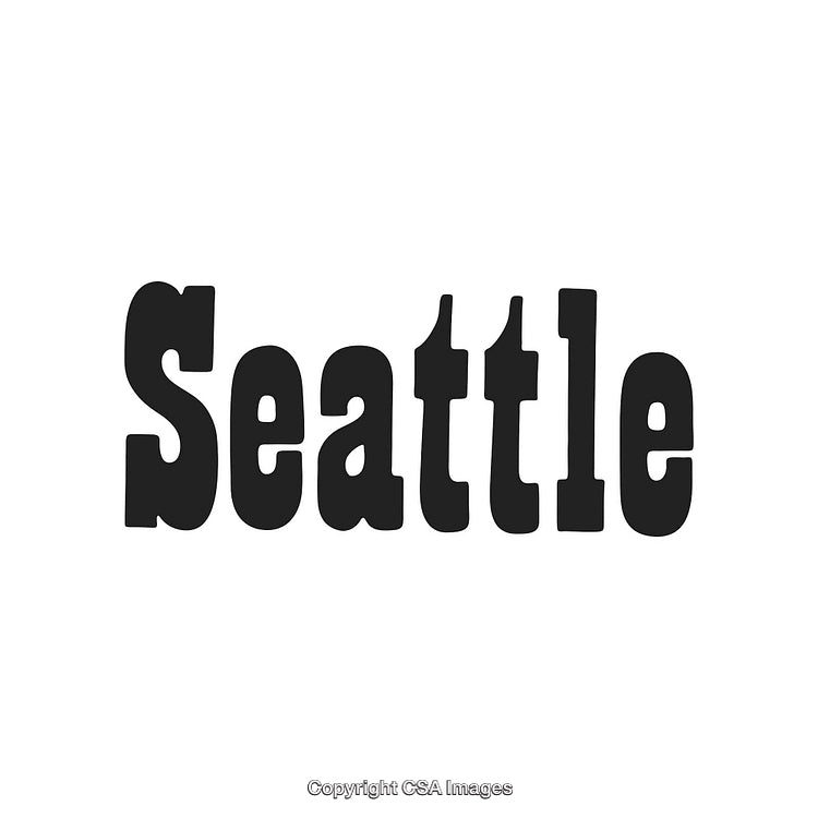 Black Bold 'Seattle' Typography On White Background for Design Projects