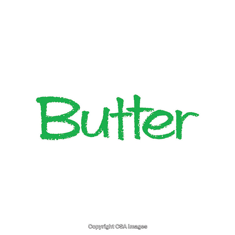 Green Text Design Displaying the Word Butter on White Background