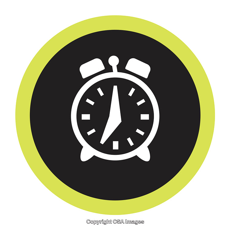 Circular Clock Icon with Simple Design in Black and Yellow