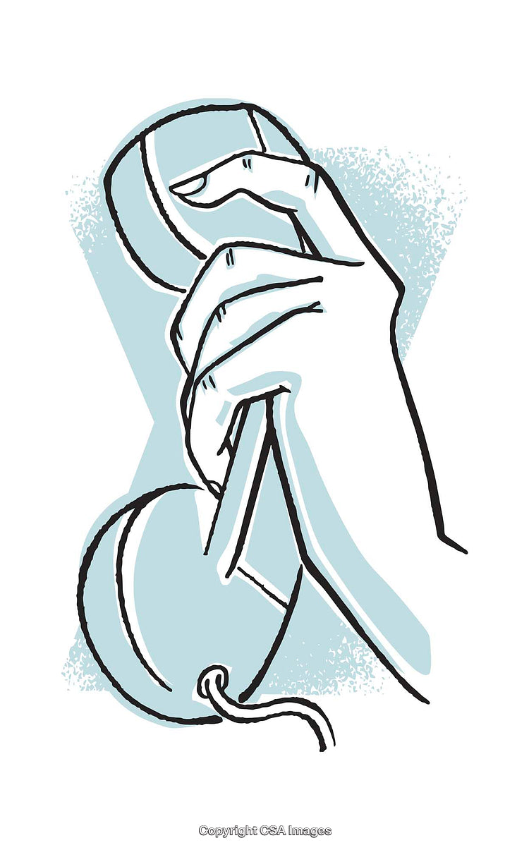 Illustration of Hand Holding Retro Telephone Receiver in Dynamic Style