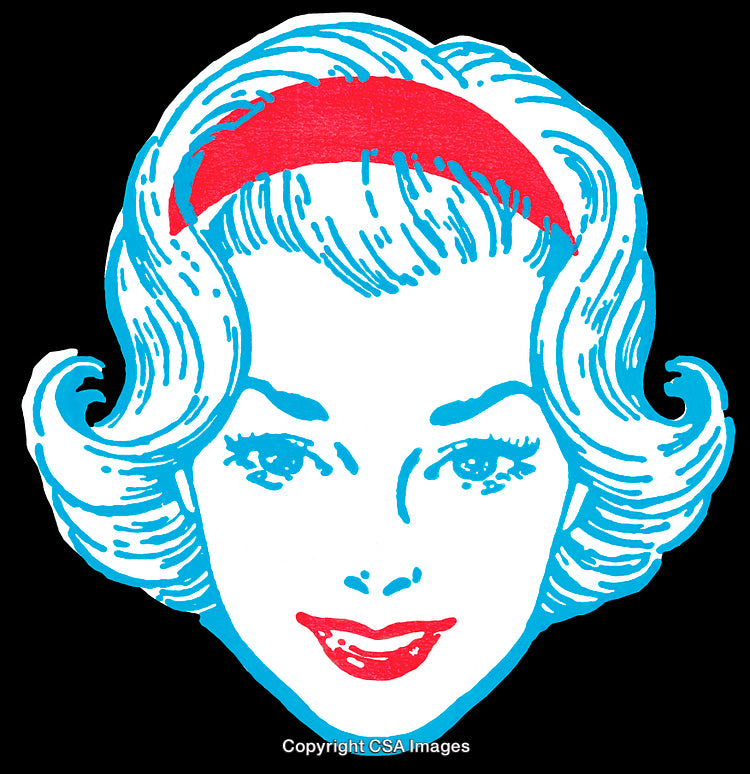 Retro Style Illustration of a Smiling Woman with Red Headband