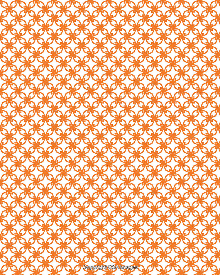 Orange Abstract Repeating Pattern with Interlocking Geometric Shapes