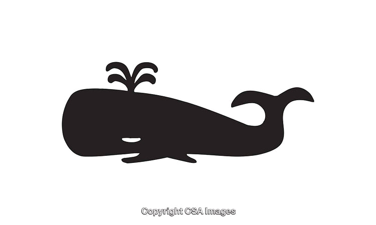 Simple Black and White Illustration of a Whale with Water Spray
