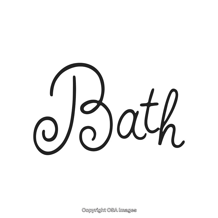 Elegant Handwritten Text Design Spelling the Word 'Bath' on White Background