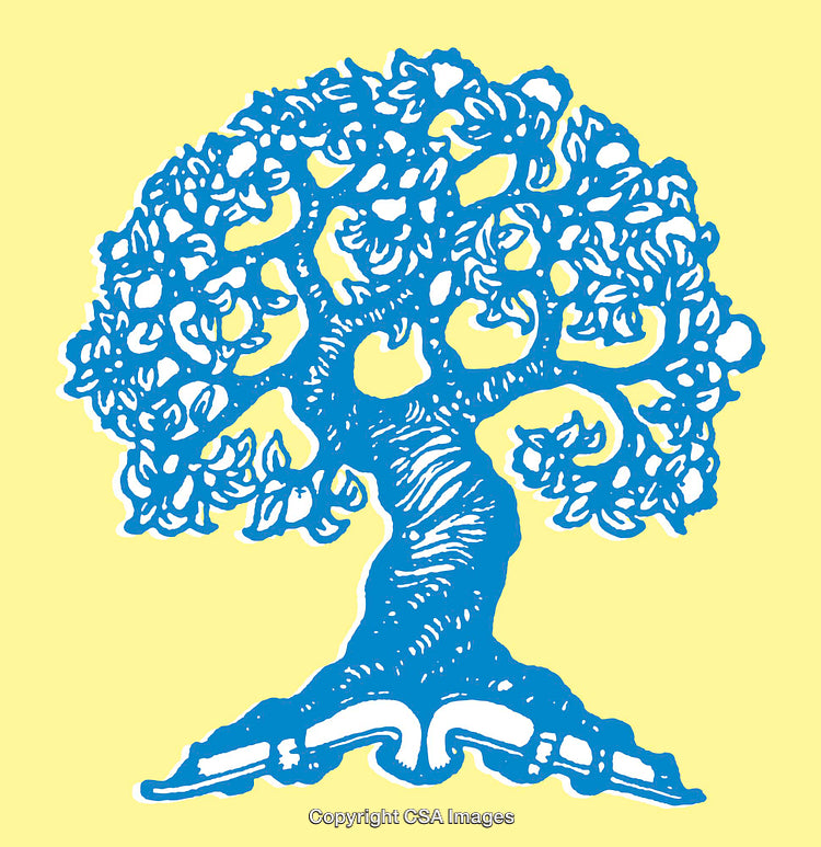 Illustration of Tree of Knowledge with Roots as Open Book