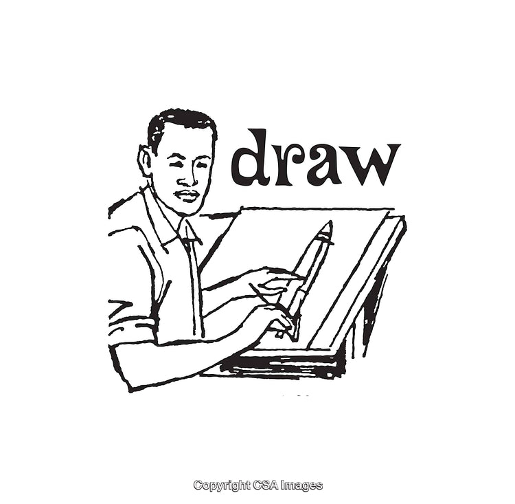 Black and White Line Art of Person Drawing Illustrations