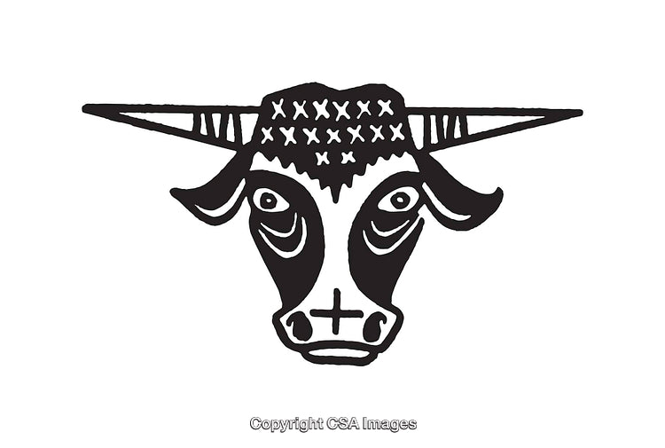 Abstract Line Art of a Bull in Black and White