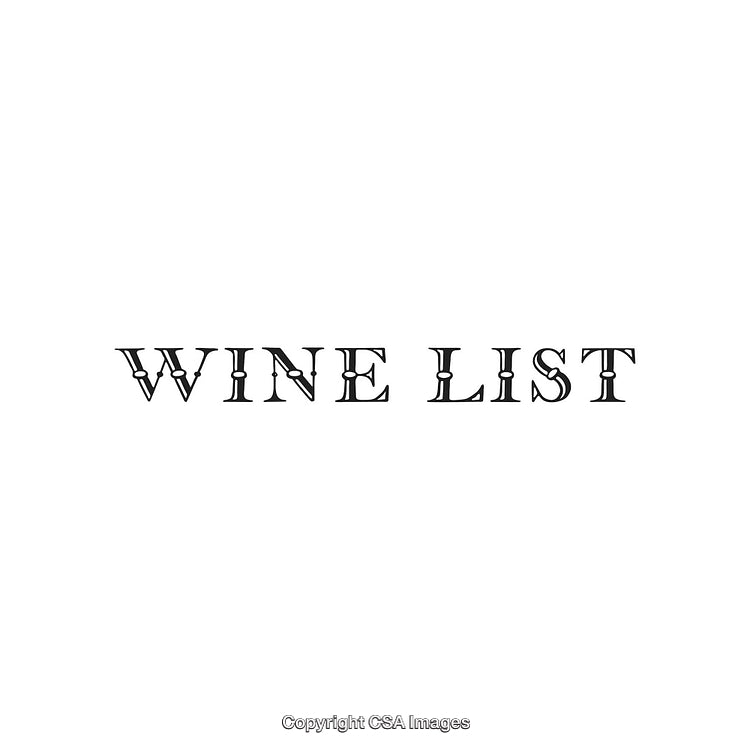 Decorative Wine List Text with Elegant Stylized Lettering on White Background
