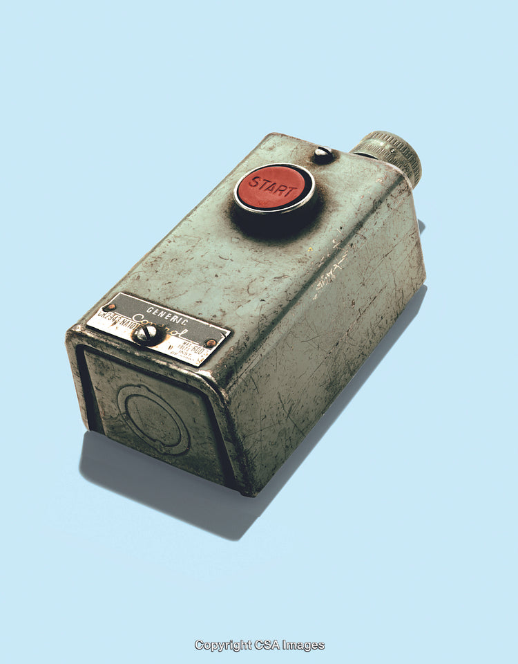 Vintage Industrial Start Button in Minimal Artistic Perspective