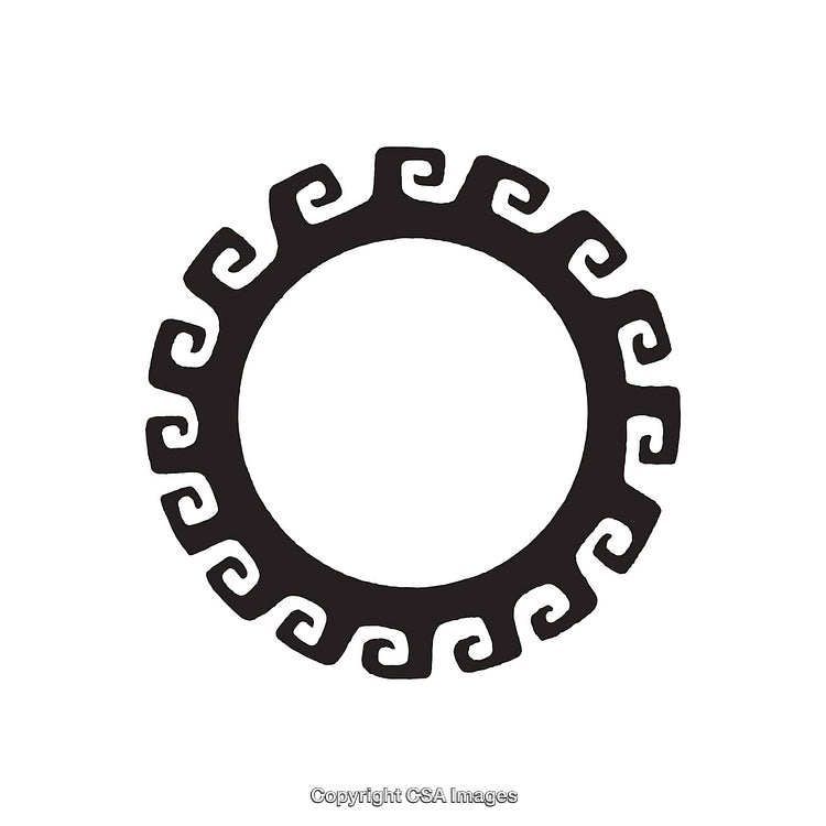 Simple Black and White Circle Design with Decorative Edges