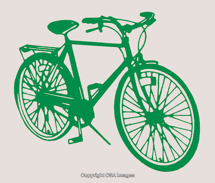 Green Line Art Illustration of a Vintage Bicycle on Light Background