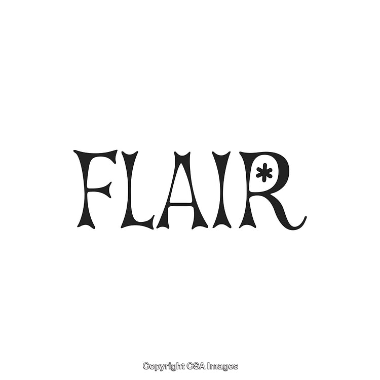 Stylized Flair Logo With Distinctive Font and Clean White Background