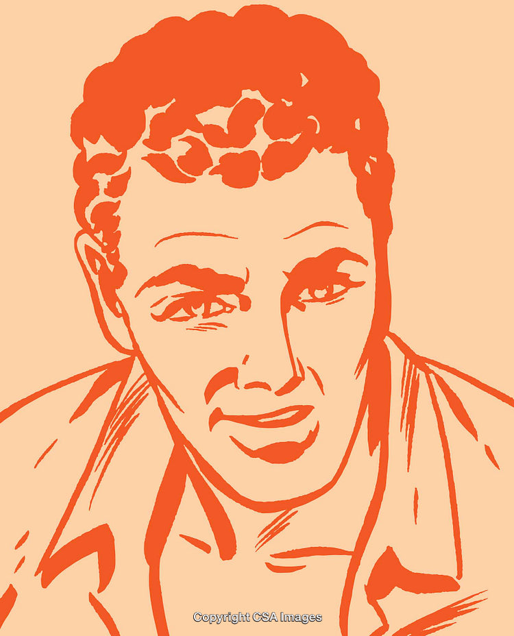 Retro Style Illustration of a Young Man with Curious Gaze
