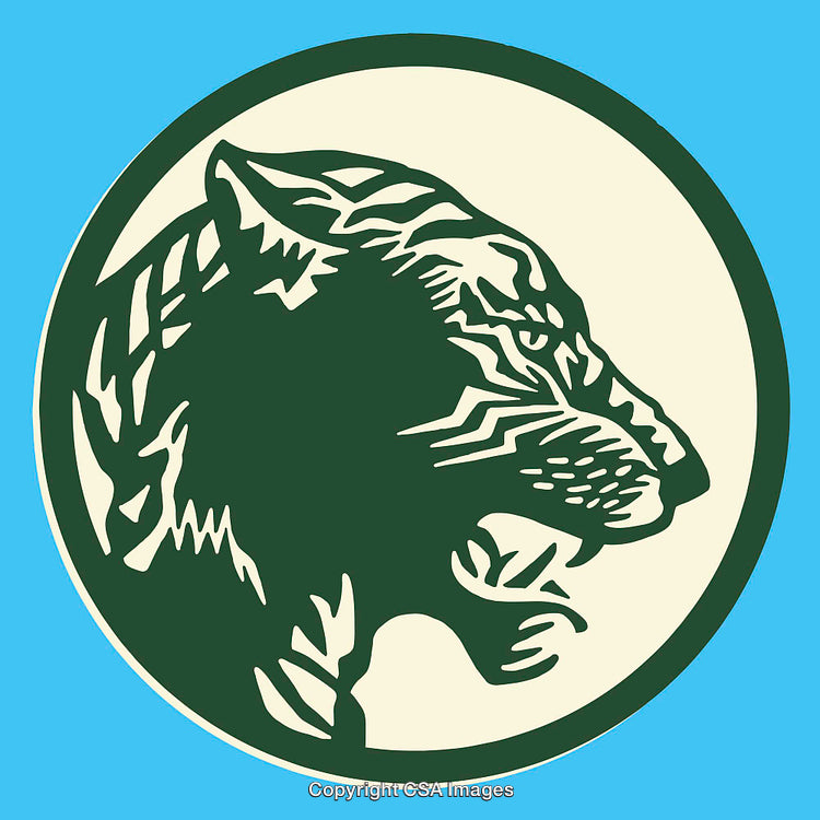 Graphic Illustration of a Tiger Silhouette in a Circular Frame