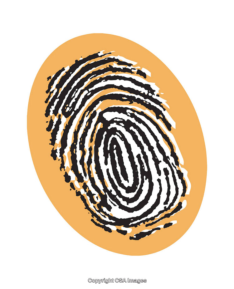 Colorful Illustration of a Fingerprint On an Orange Background