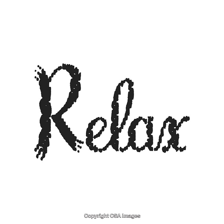 Relaxing Typography Sign with Black Ink on a White Background