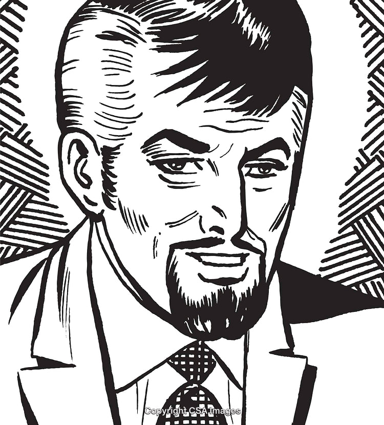 Retro Black and White Illustration of a Man in Business Attire