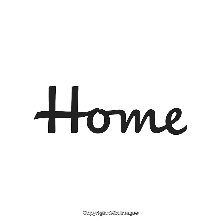 Handwritten 'Home' Word in Black Text on White Background