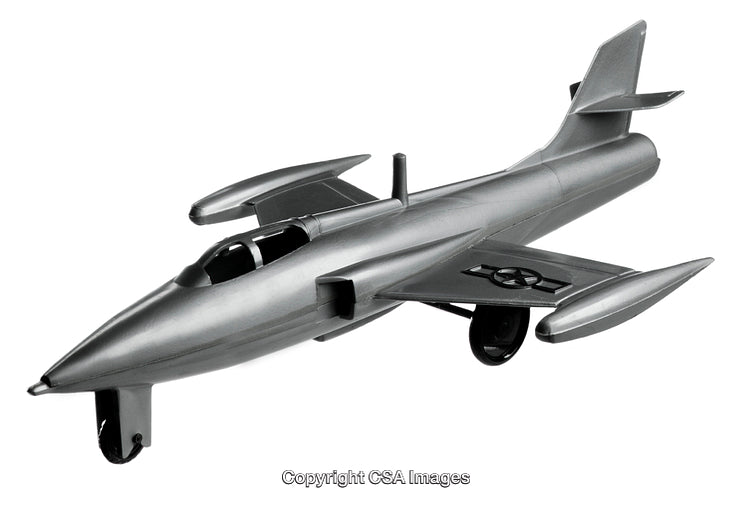 Metallic Toy Jet Plane with Futuristic and Sleek Design in Close View
