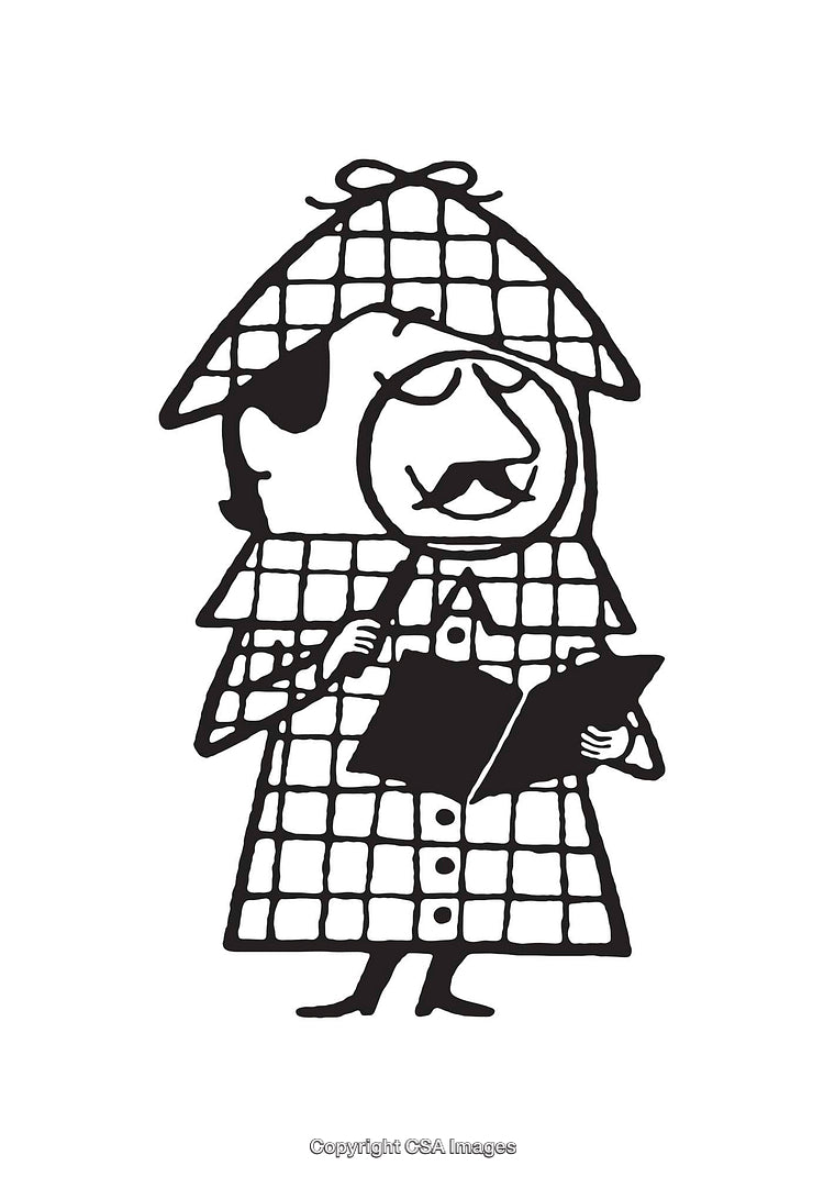 Black and White Illustration of a Figure Holding a Notebook
