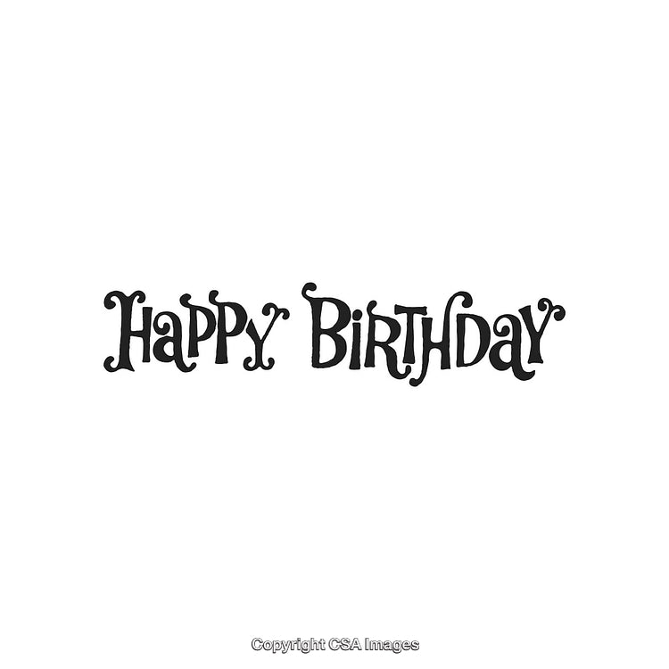 Stylized Happy Birthday Text Design on White Background for Celebratory Projects