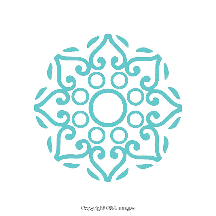 Turquoise Decorative Mandala Design with Symmetrical Circular Patterns