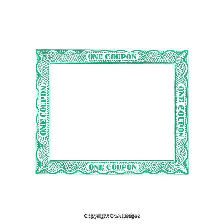Decorative Green Coupon Border Design With Blank Center On White Background