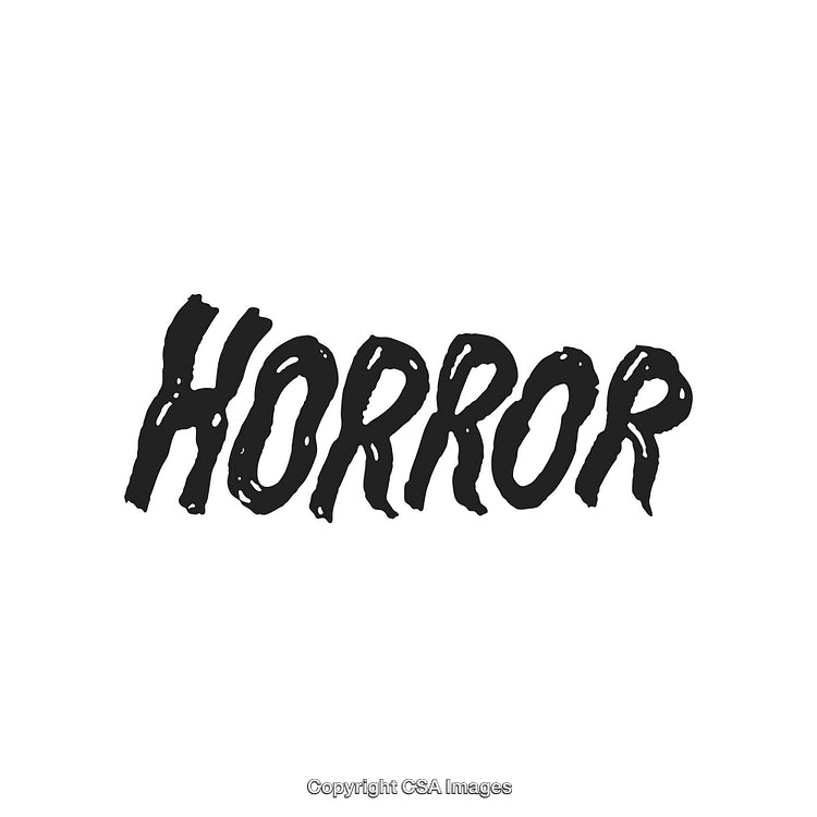 Horror Themed Text in Bold Calligraphy on a White Background