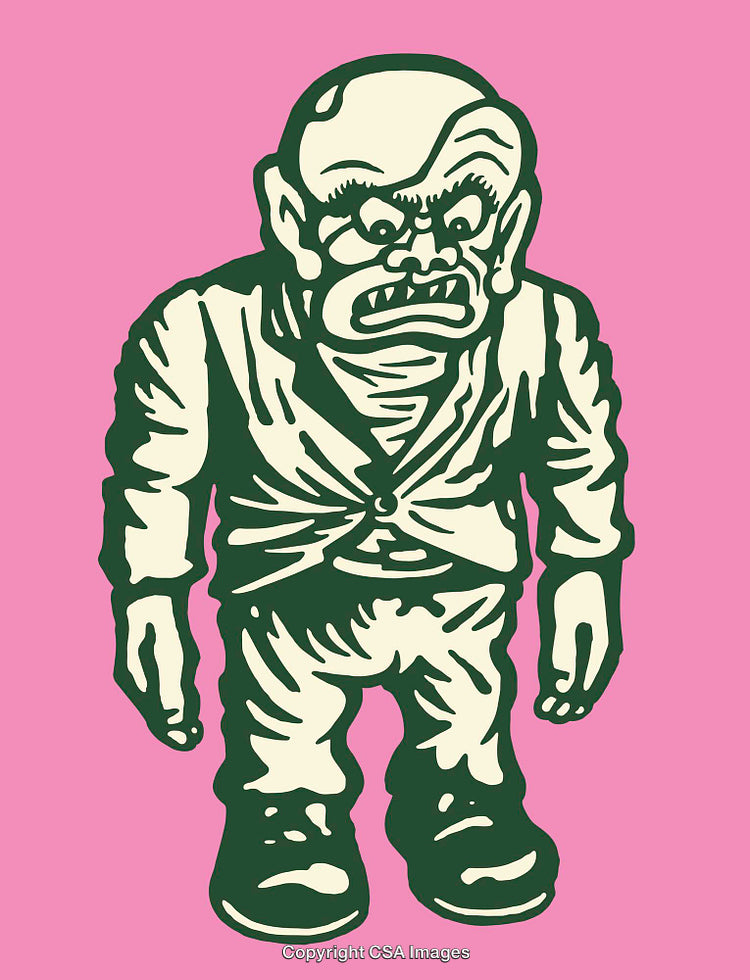 Bold Color Line Art of a Distinctive Character on Pink Background