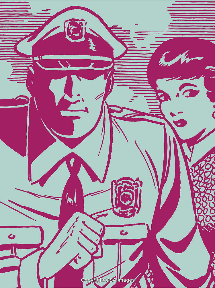 Retro-Inspired Illustration of Policeman and Woman in Pop Art Style