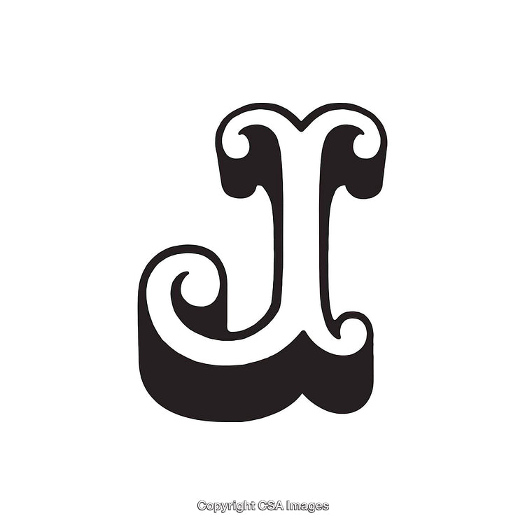 Artistic Black Letter J in Decorative Calligraphy Design