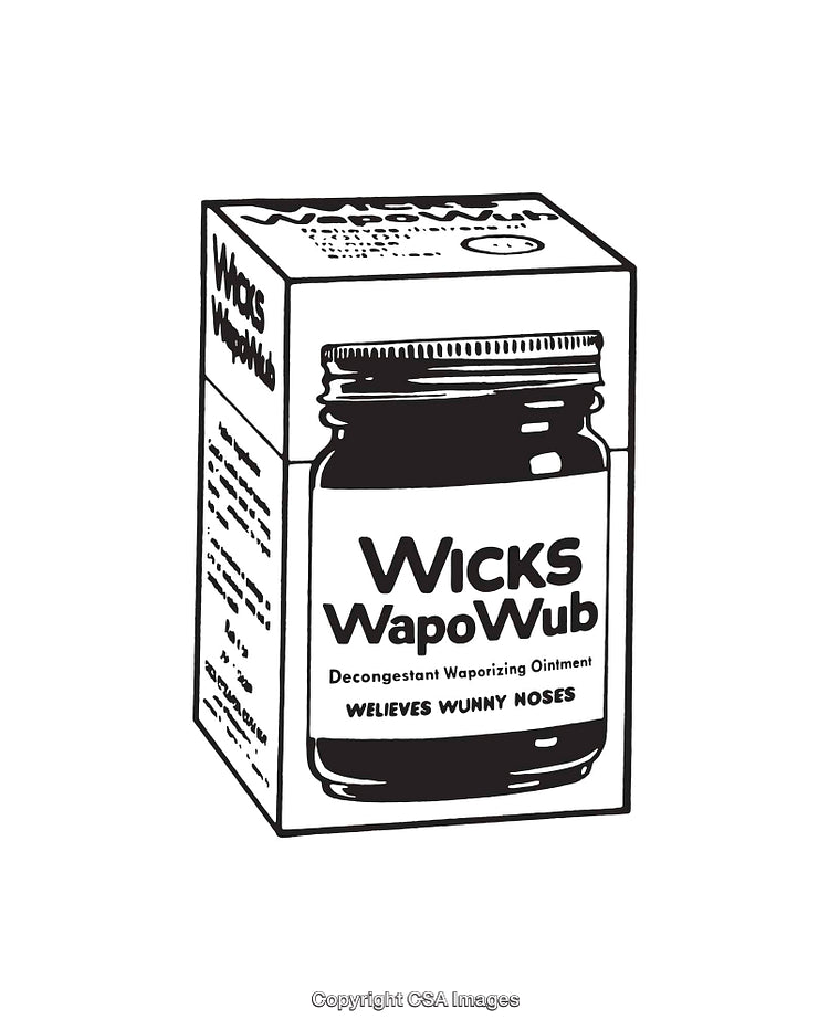 Black and White Line Art of Decongestant Ointment Packaging