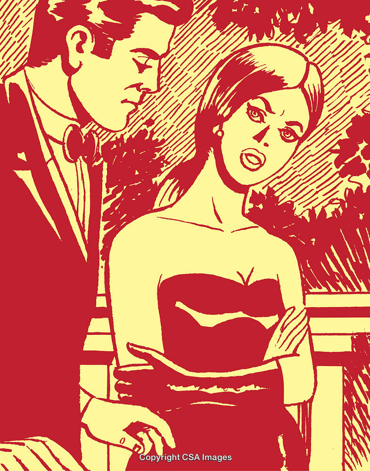 Vintage Comic Book Illustration of a Couple in an Argument Scene