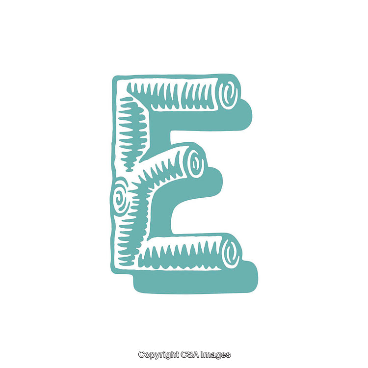 Stylized Artistic Representation of the Letter E in Teal Design