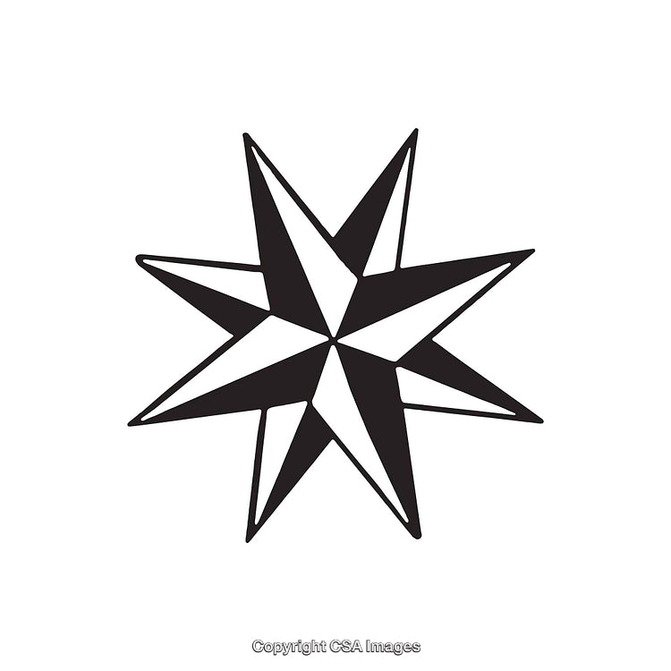 Black And White Eight-Pointed Star Symbol Isolated On White Background