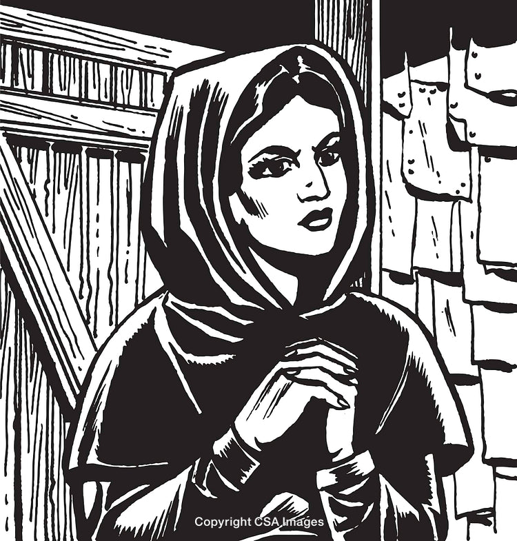 Hand-Drawn Expression of a Woman in Monochrome Artistic Style Illustration