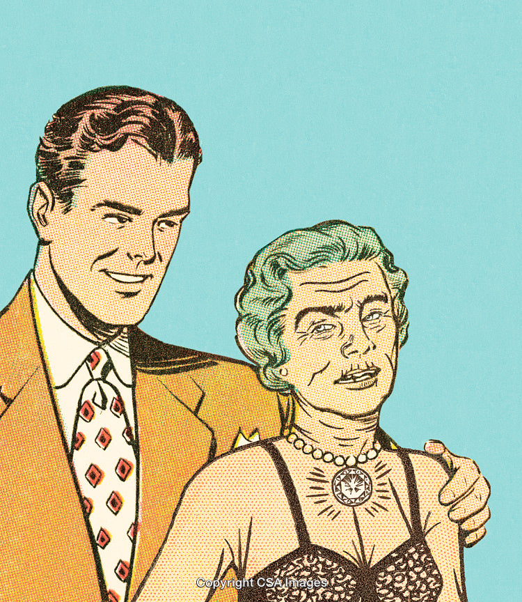 Retro Comic Style Illustration of a Couple in Bold Colors