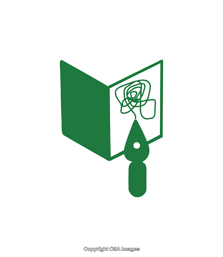 Green Icon Depicting Art Book and Painting Tool Outline Design