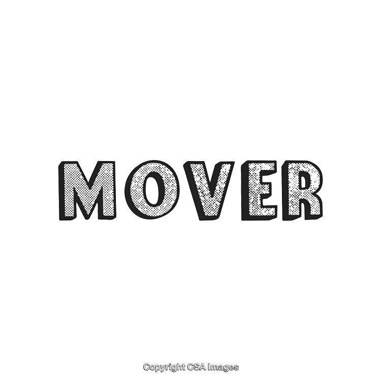 Retro Style Text Reading 'Mover' in Bold Dotted Font