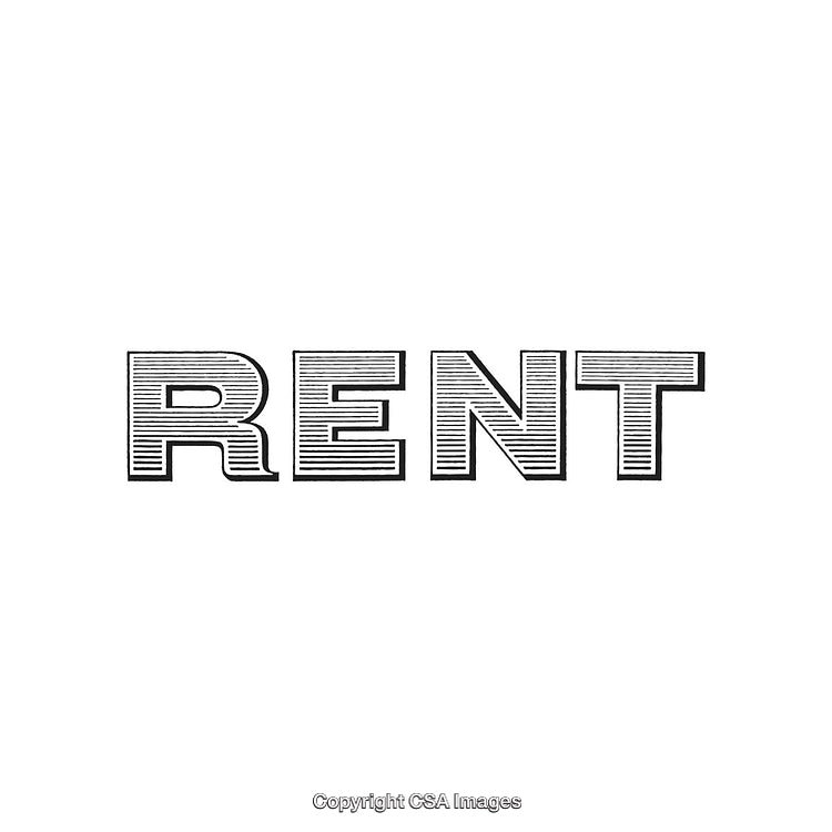 Bold Rent Typography on White Background Emphasizing Property Rental Concept