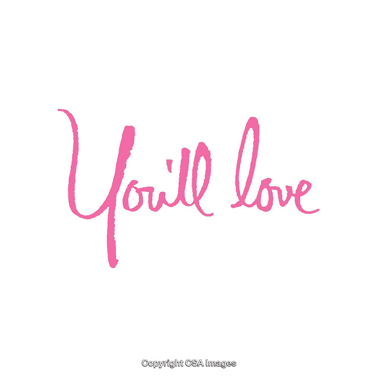 Pink Handwritten Text Art Saying 'You'll Love' on White Background