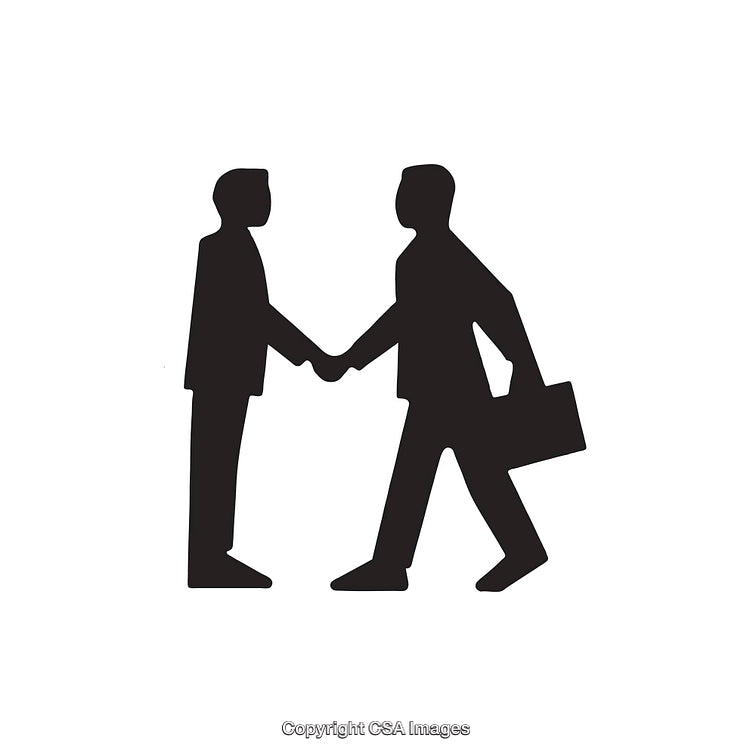 Silhouette of Two Professionals Shaking Hands in Business Collaboration